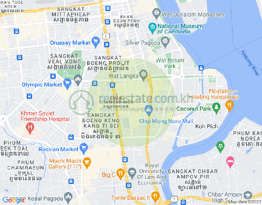 Map of BKK 1, Boeng Keng Kang, Phnom Penh