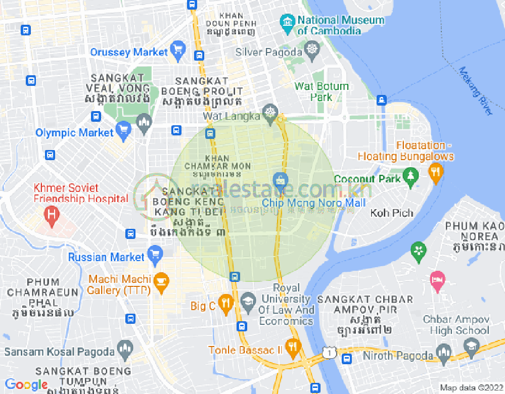 Map of BKK 1, Boeng Keng Kang, Phnom Penh