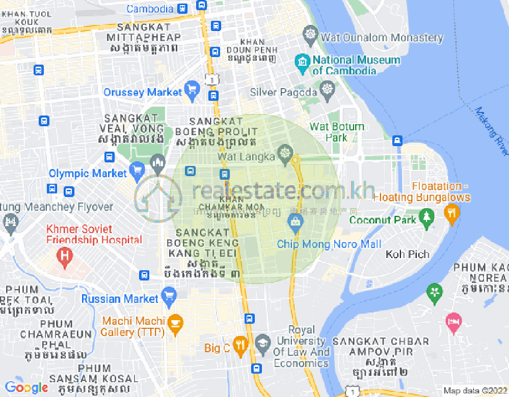 Map of BKK 1, Boeng Keng Kang, Phnom Penh