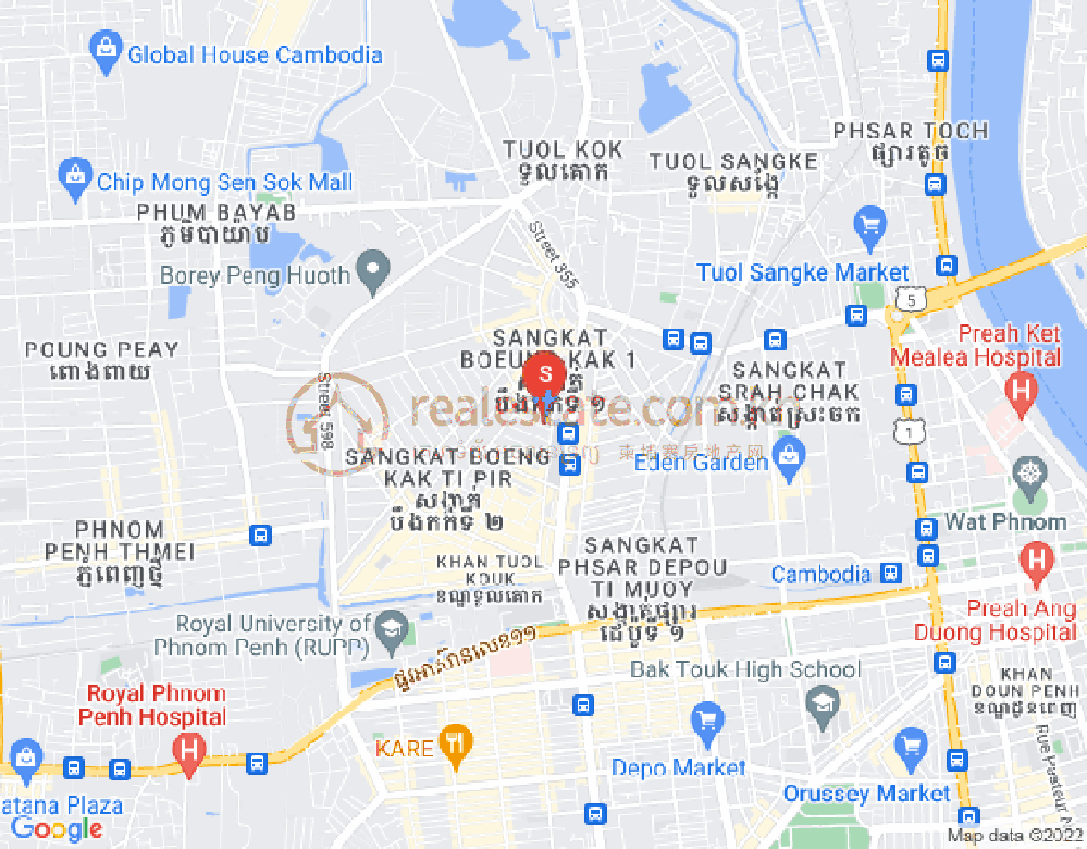 Map of Boeung Kak 1, Toul Kork, Phnom Penh