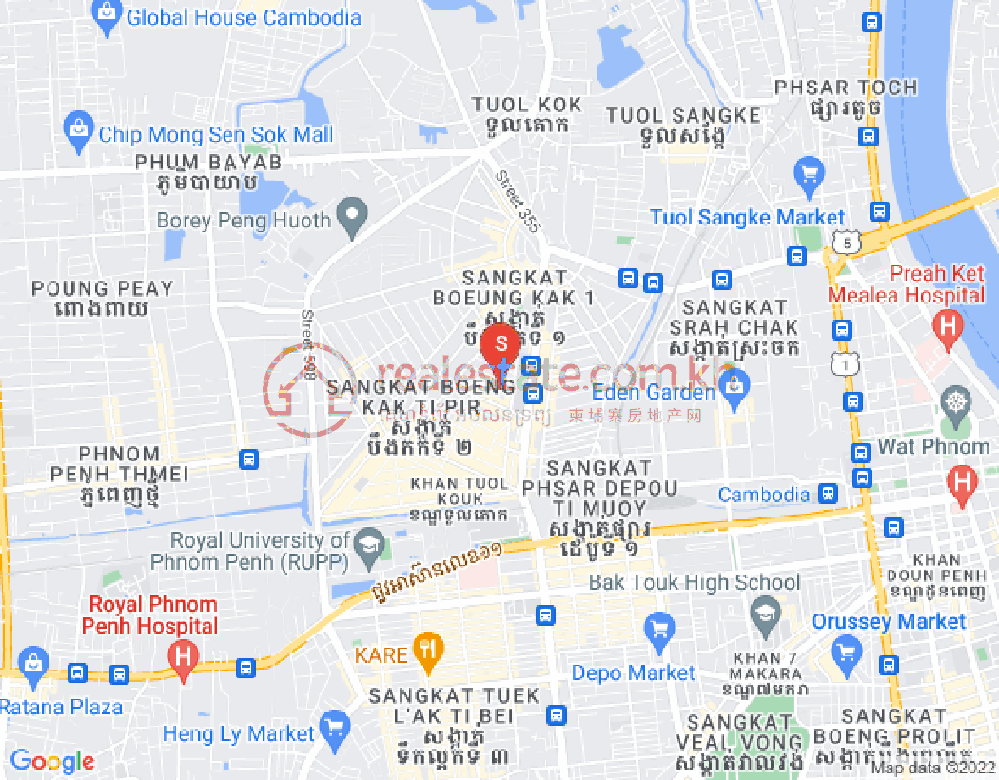 Map of Boeung Kak 1, Toul Kork, Phnom Penh