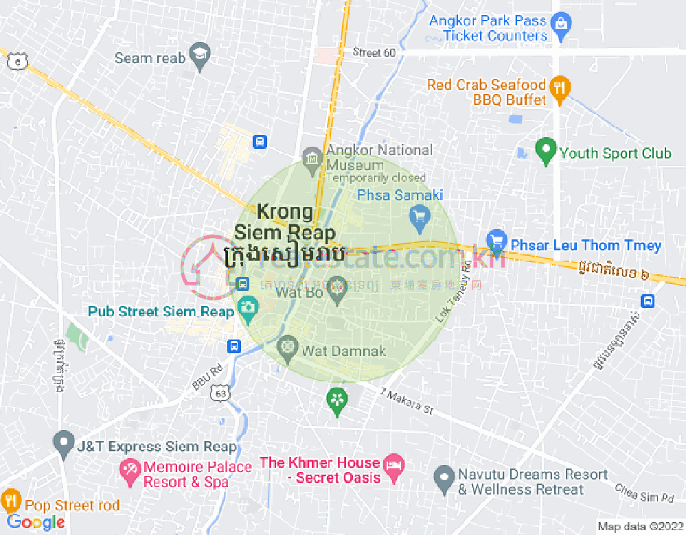 Pub Street 409 Khmer, Svay Dangkum分区, 暹粒地图