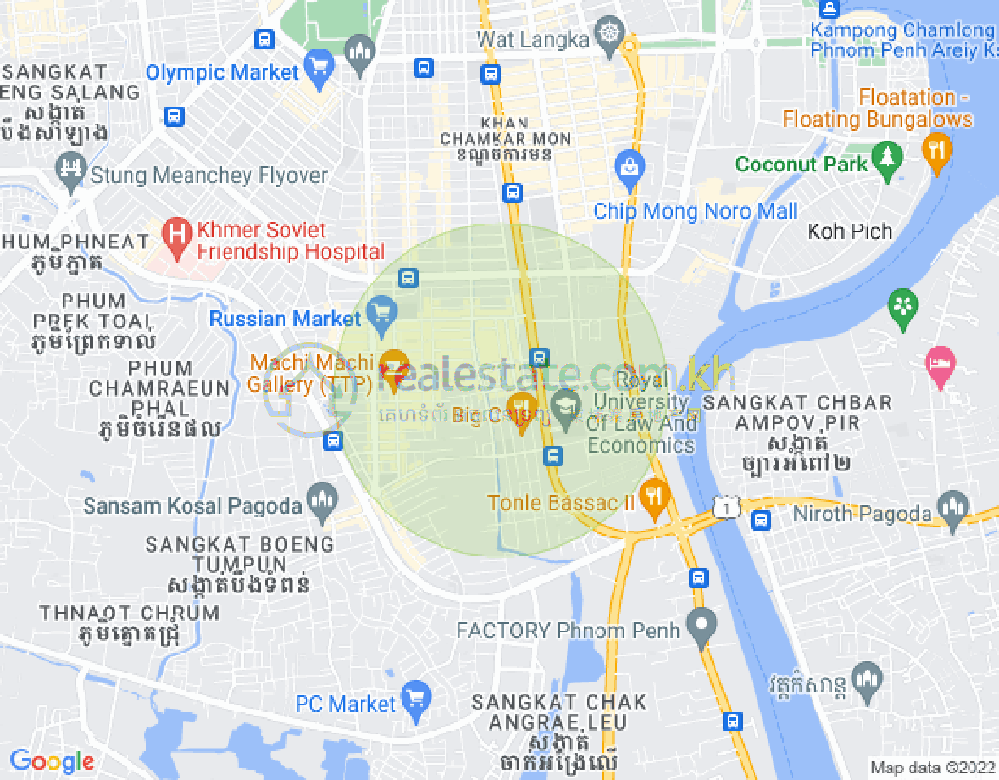 Mapa: Boeung Trabek, Chamkarmon, Phnom Penh