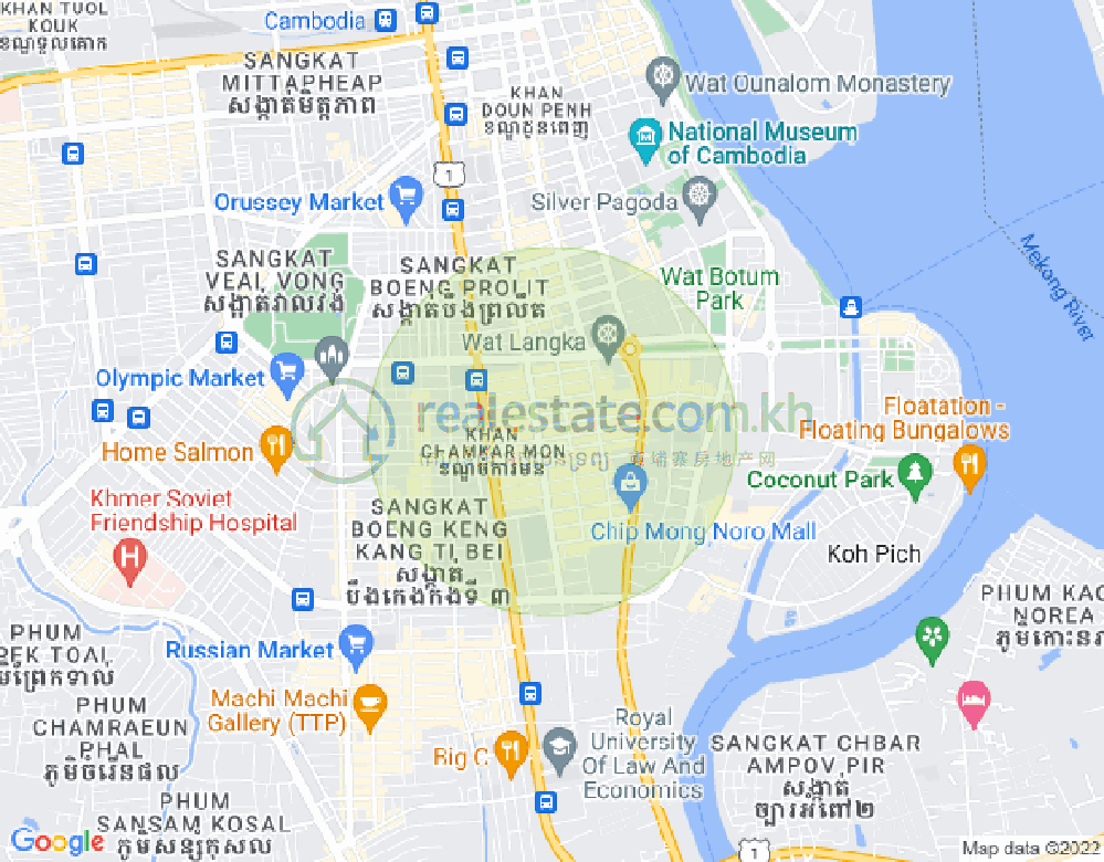 Mapa: BKK 1, Boeng Keng Kang, Phnom Penh