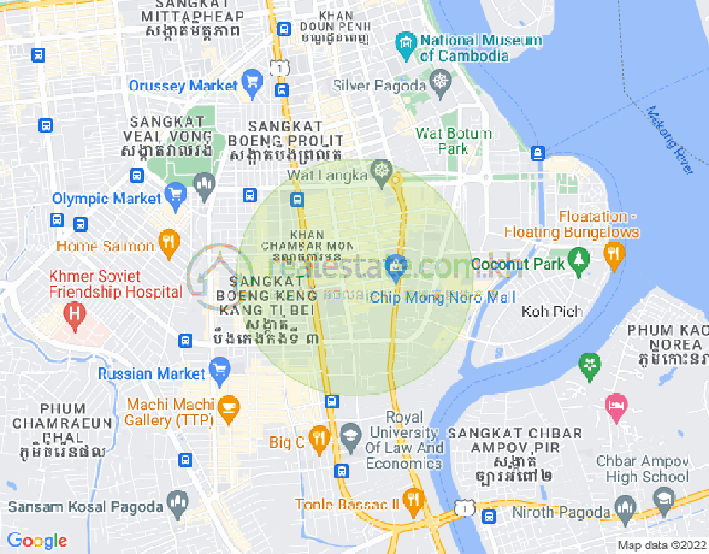 Mapa: BKK 1, Boeng Keng Kang, Phnom Penh