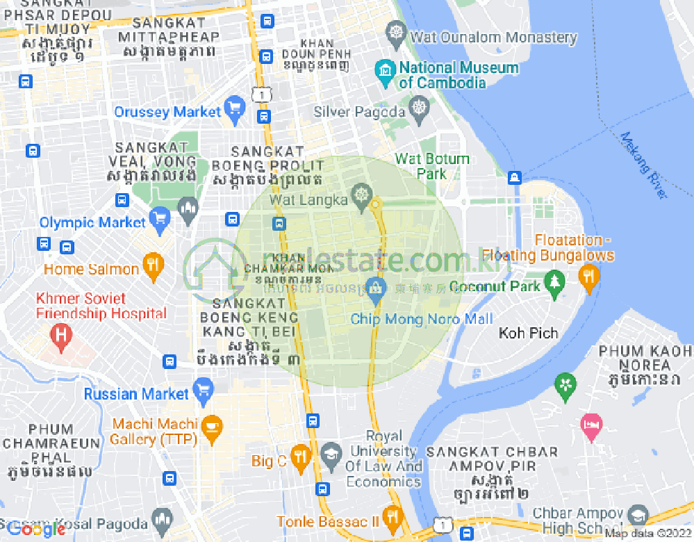 Carte de BKK 1, Boeng Keng Kang, Phnom Penh