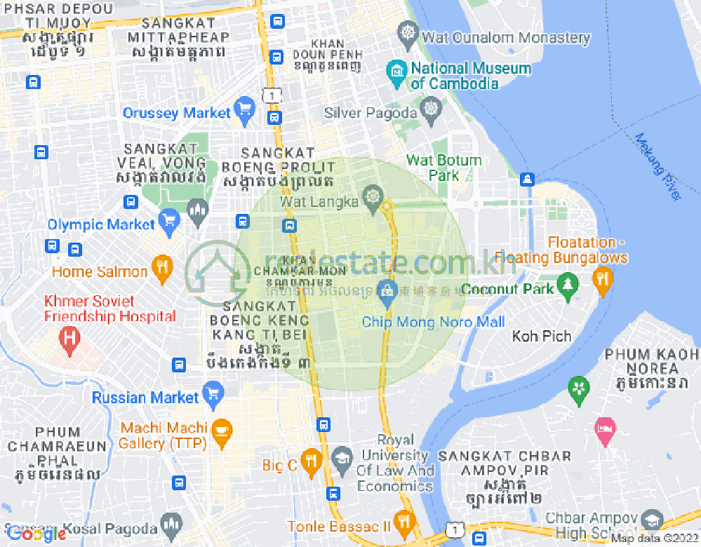 Map of BKK 1, Boeng Keng Kang, Phnom Penh