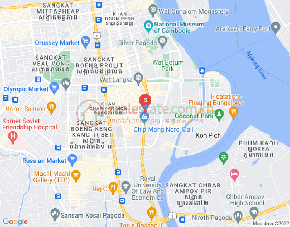 万景岗1分区（BKK1), 波哥堪, 金边地图