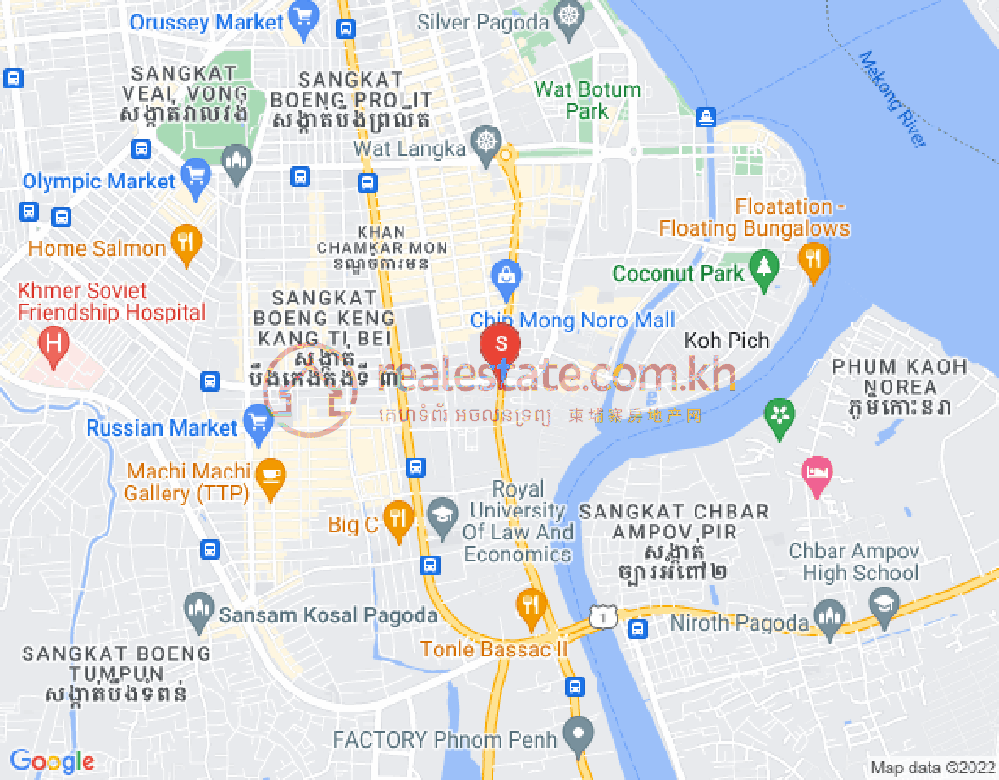 Карта Тонле Бассак, Чамкармон, Пномпень