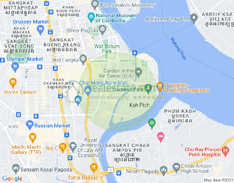 トンレバサック, チャムカモン, プノンペンの地図