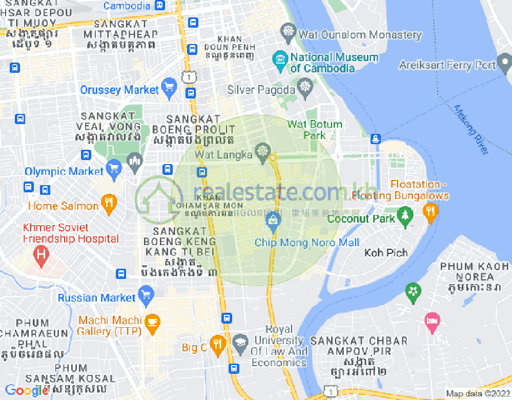 万景岗1分区（BKK1), 波哥堪, 金边地图
