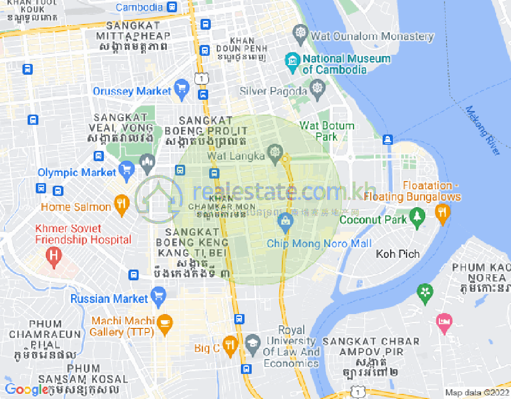 만경강1부구(BKK1), 벙껭깡, 프놈펜 지도