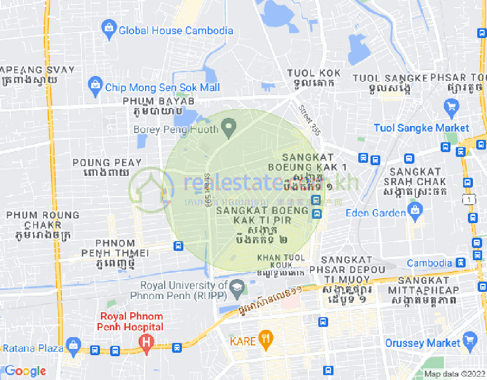Mapa: Boeung Kak 2, Toul Kork, Phnom Penh