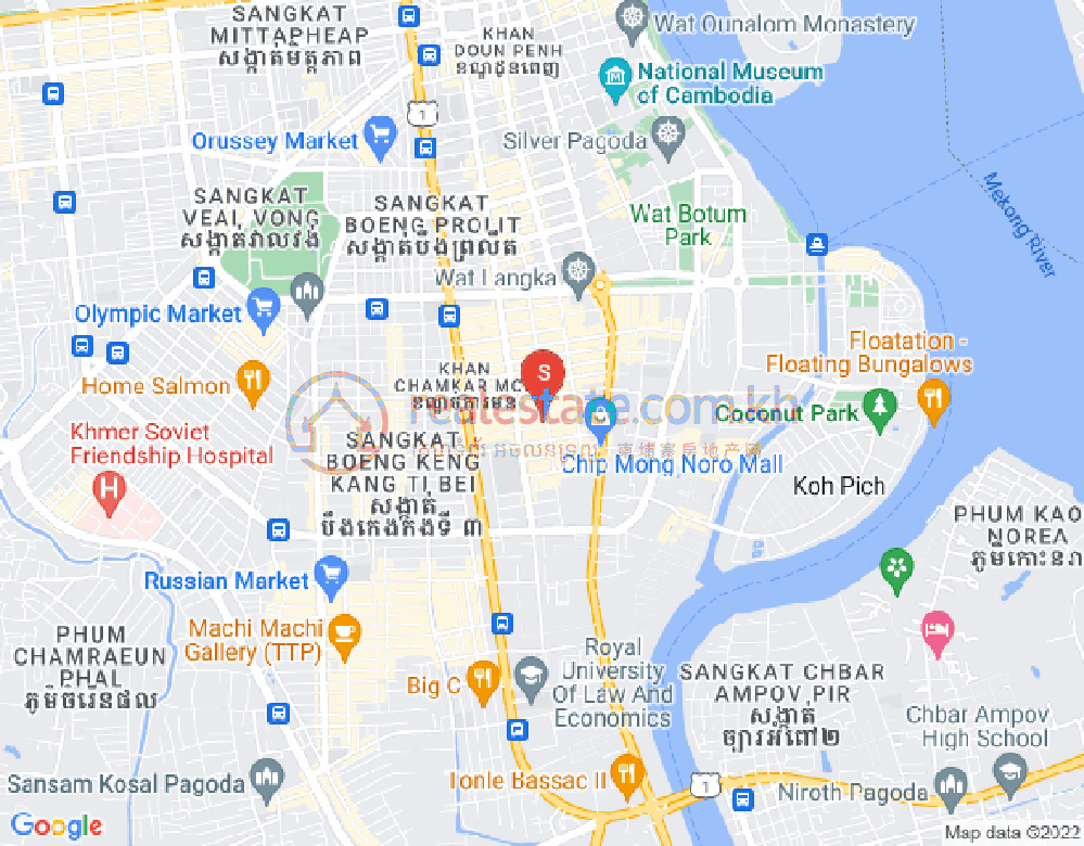 Carte de BKK 1, Boeng Keng Kang, Phnom Penh