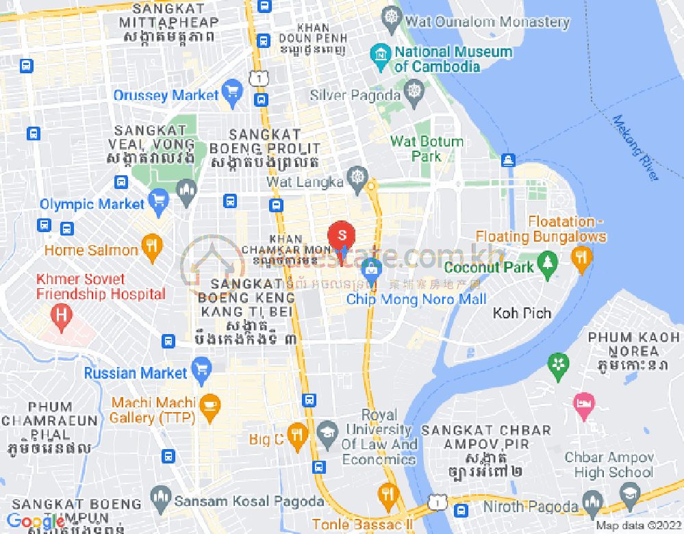 Carte de BKK 1, Boeng Keng Kang, Phnom Penh