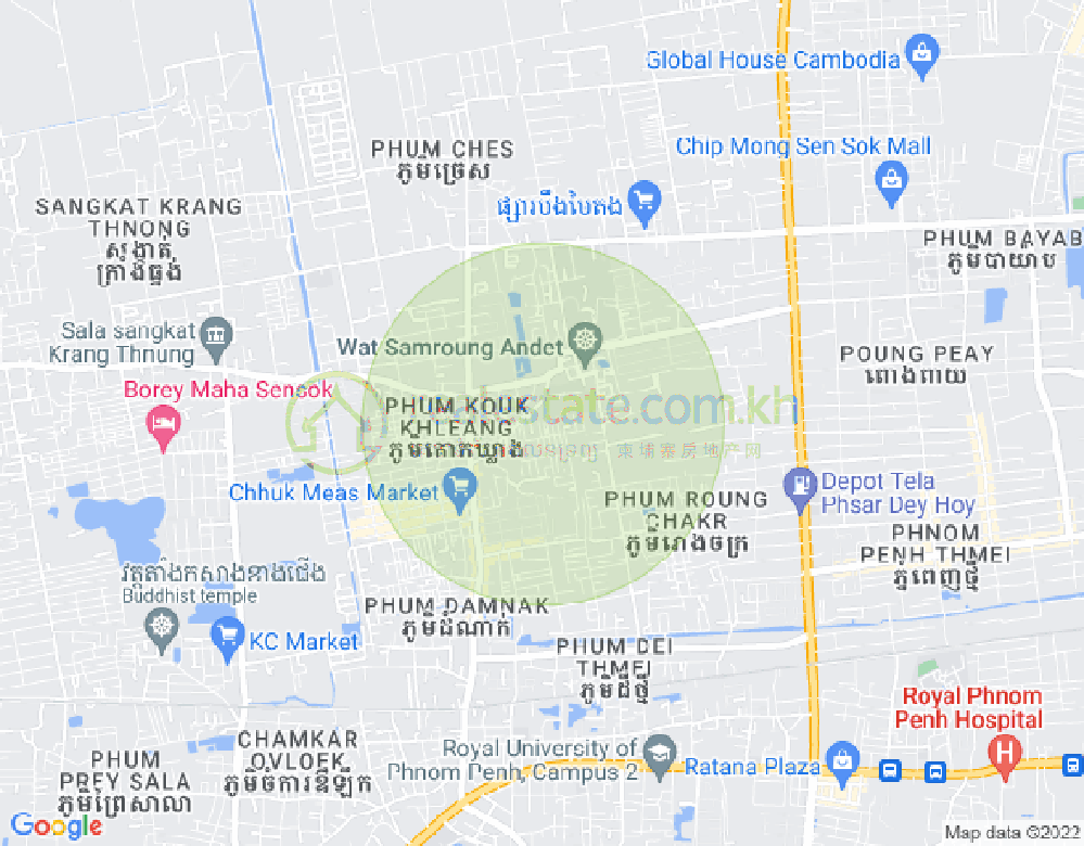 Map of Kouk Khleang, Sen Sok, Phnom Penh