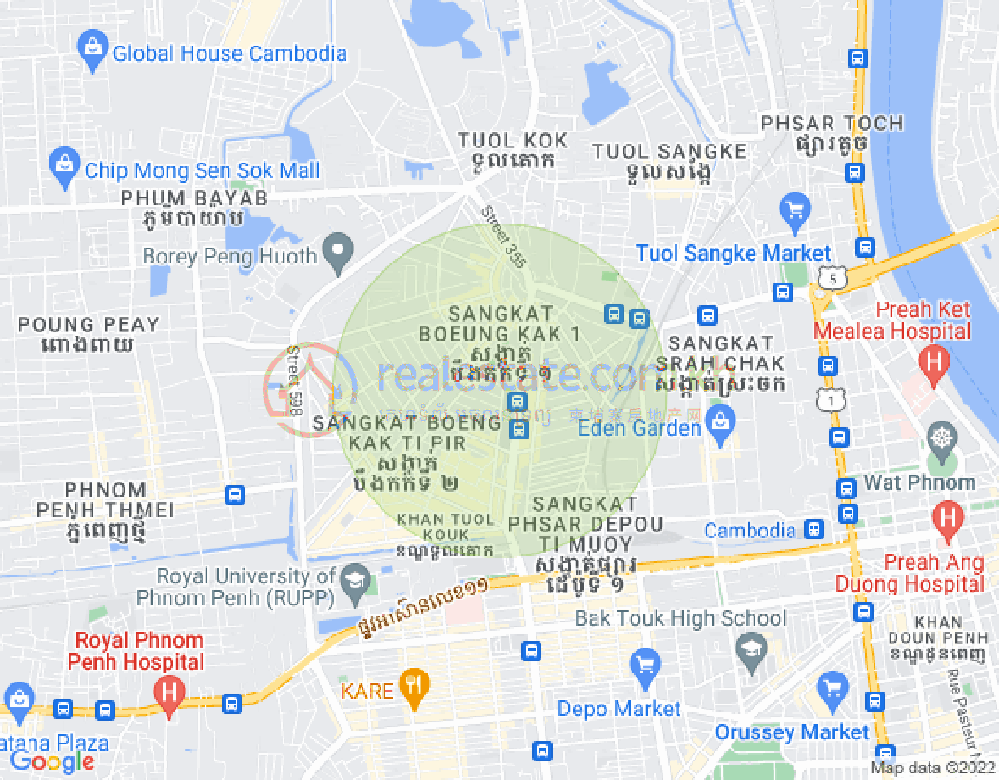 万谷湖1分区, 堆谷区, 金边地图