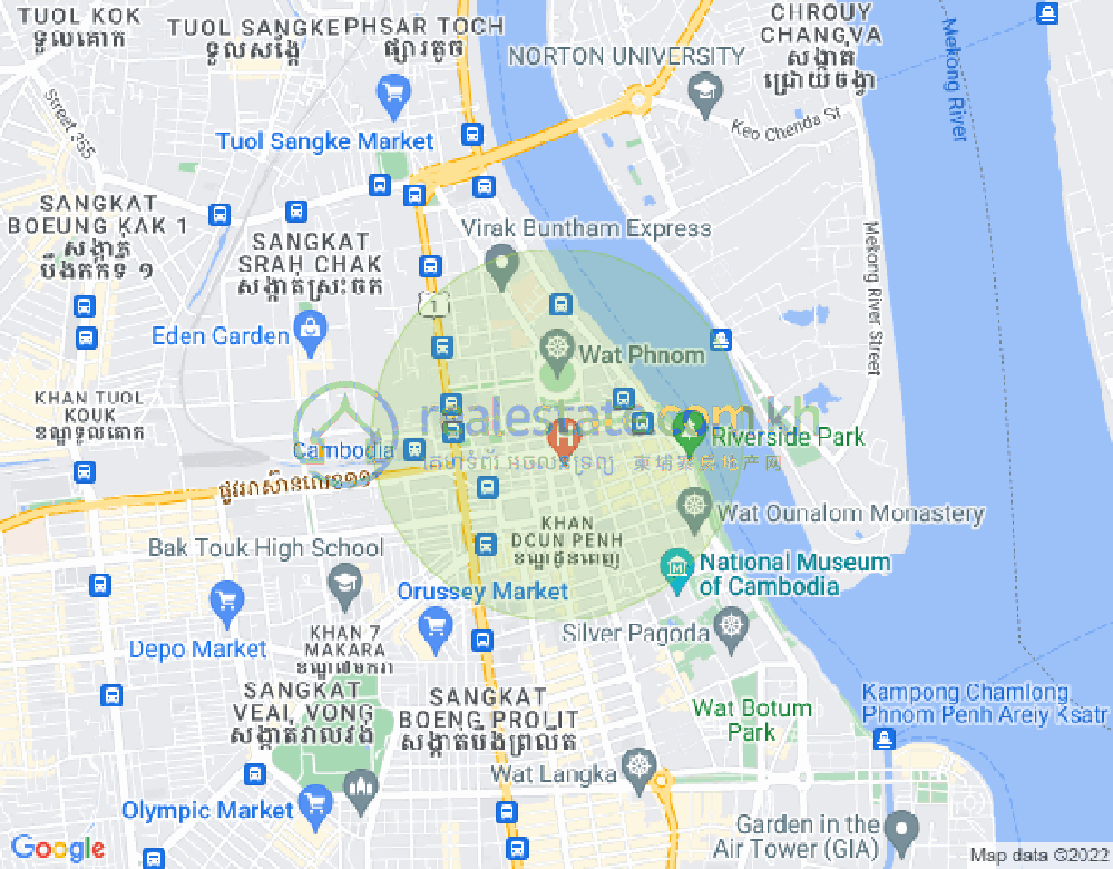 แผนที่ วัดพนม, ดวนป็ญ, พนมเปญ