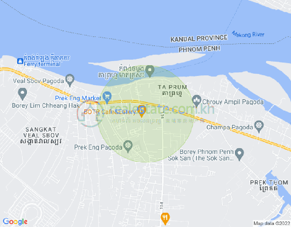 Mapa: Cielę Sbov, Chbar Ampov, Phnom Penh