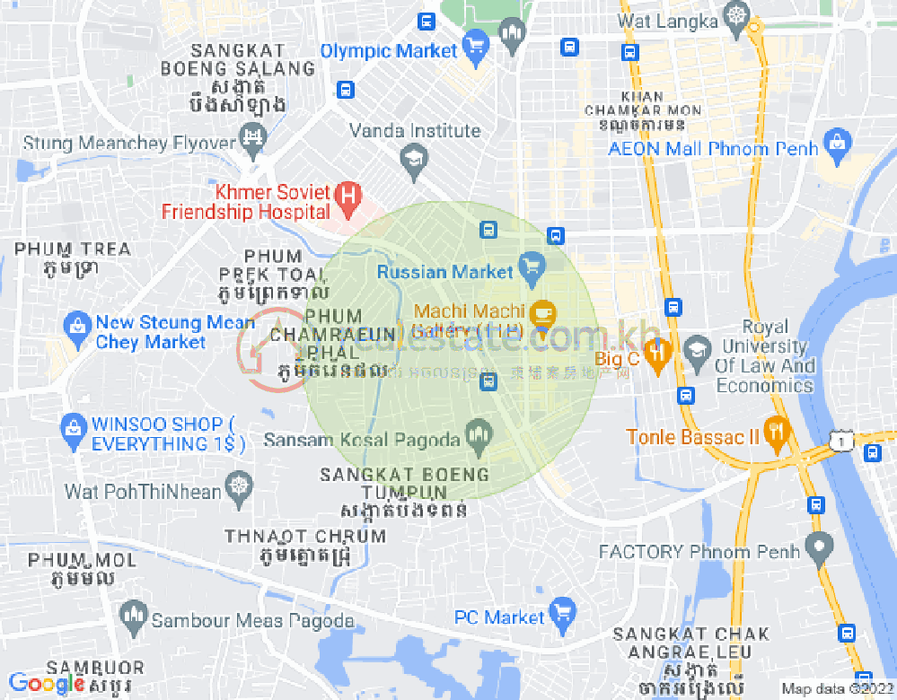 Boeung Tumpun分区, 棉芷区, 金边地图