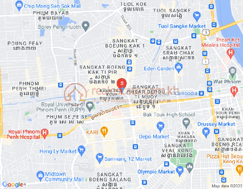 ブン・カック1, トゥールコーク, プノンペンの地図