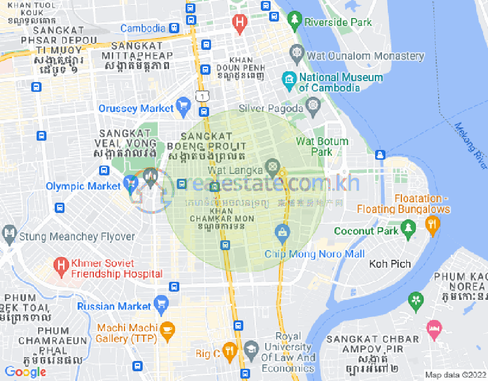 Mapa: BKK 1, Boeng Keng Kang, Phnom Penh