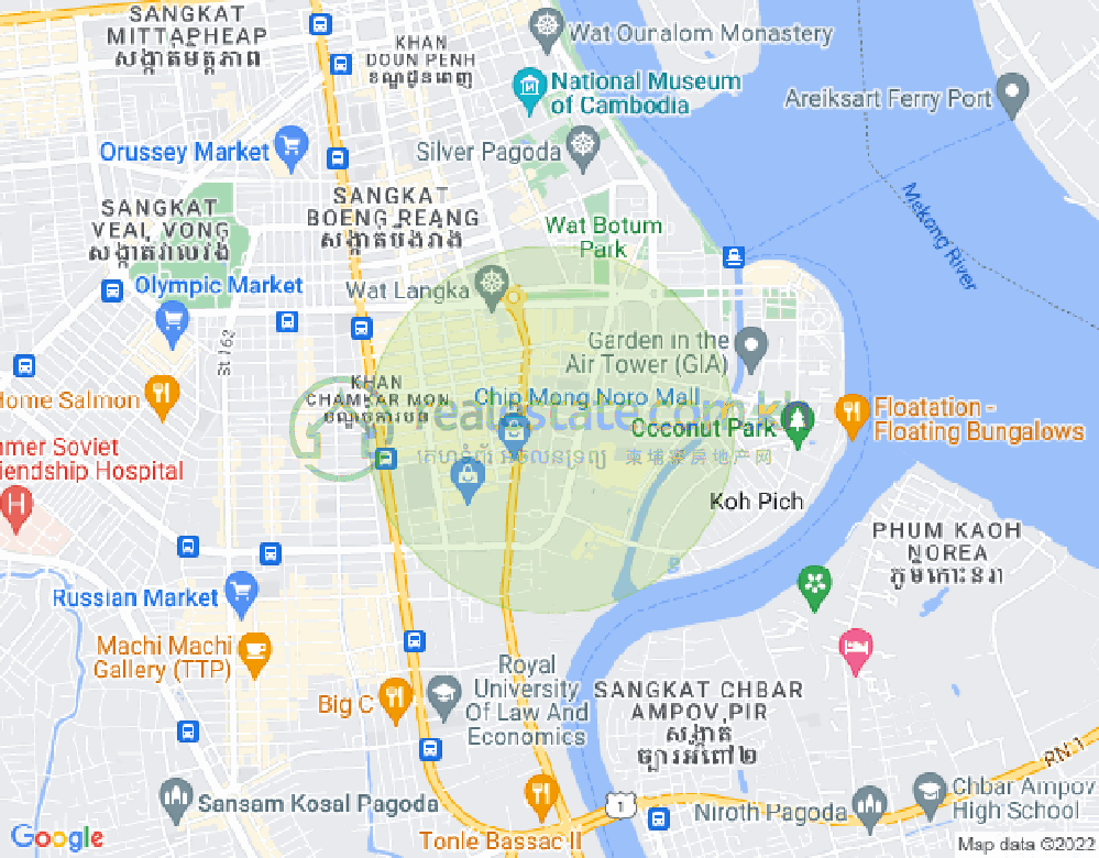 Map of BKK 1, Boeng Keng Kang, Phnom Penh