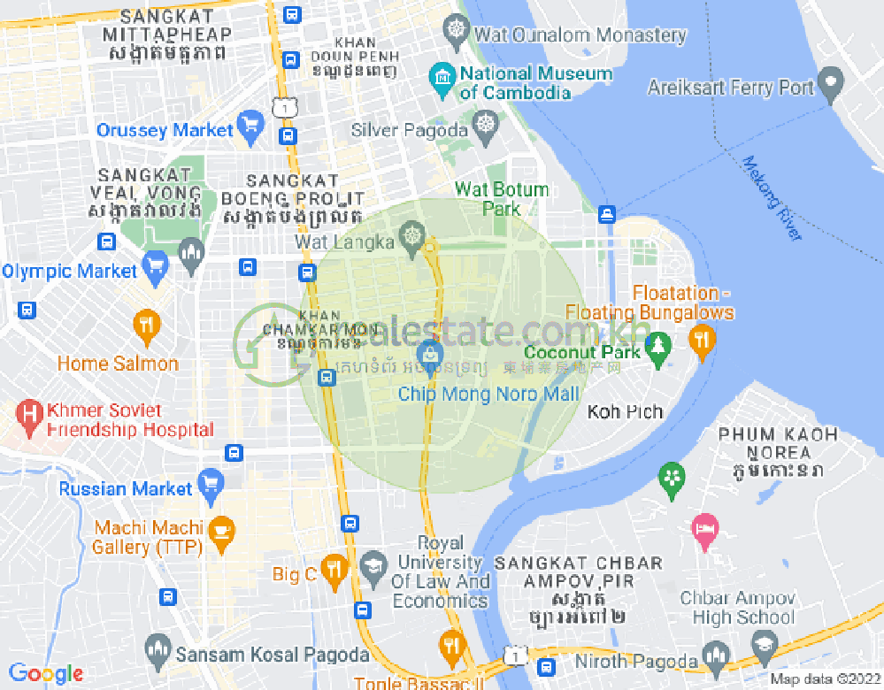 万景岗1分区（BKK1), 波哥堪, 金边地图