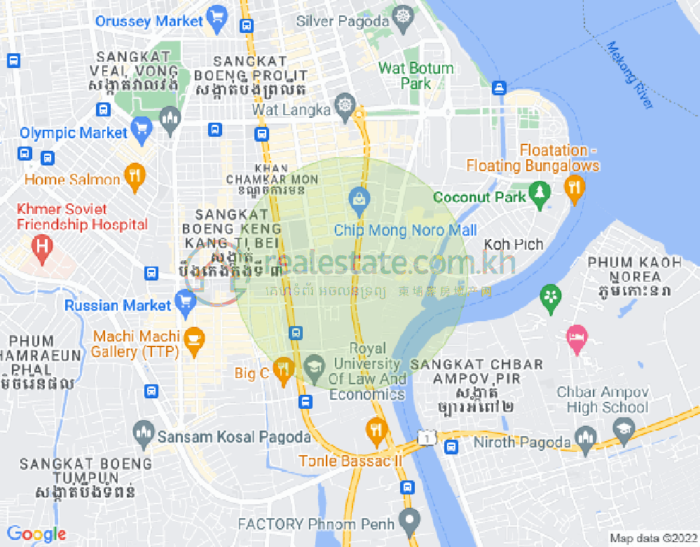 Карта Тонле Бассак, Чамкармон, Пномпень