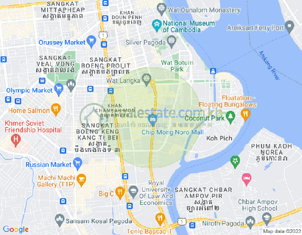 Mapa: BKK 1, Boeng Keng Kang, Phnom Penh