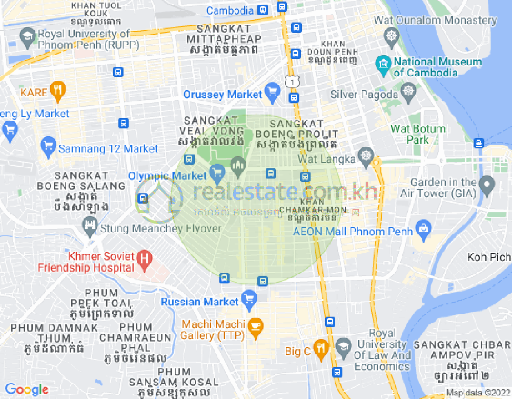 万景岗2分区（BKK2), 波哥堪, 金边地图