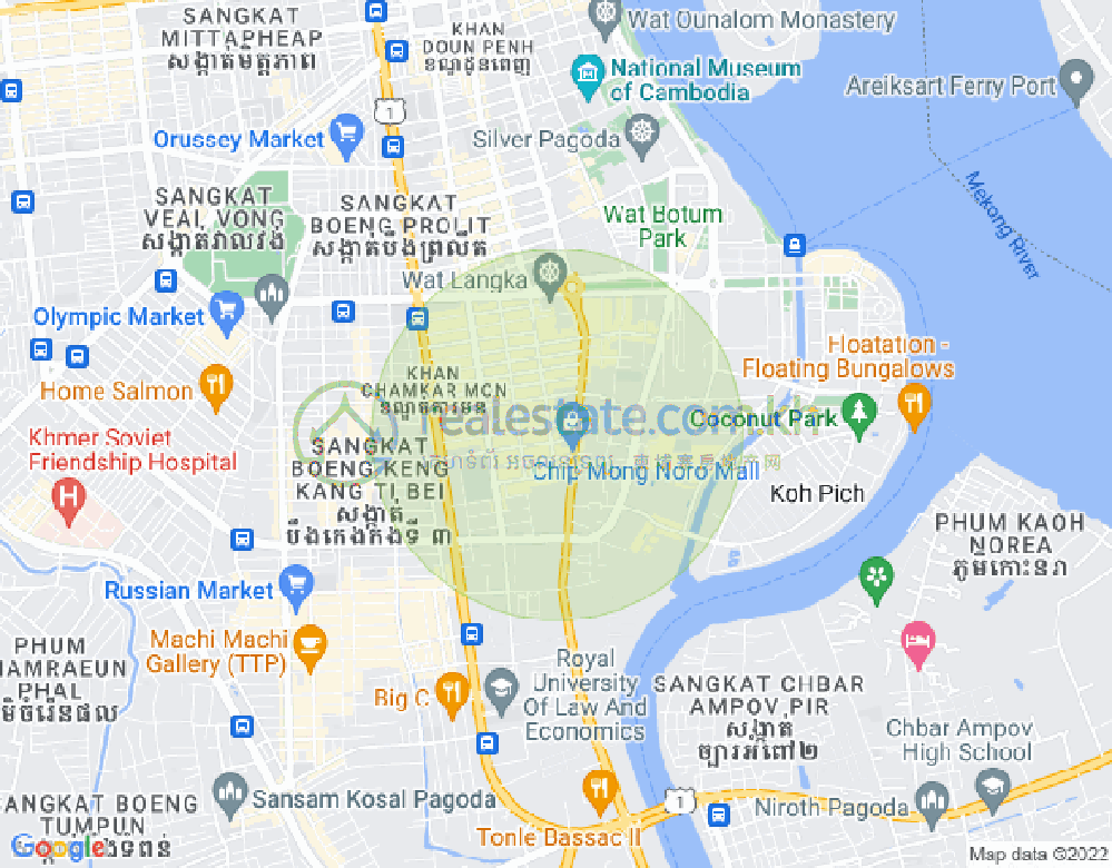 Map of Toul Tum Poung 1, Chamkarmon, Phnom Penh