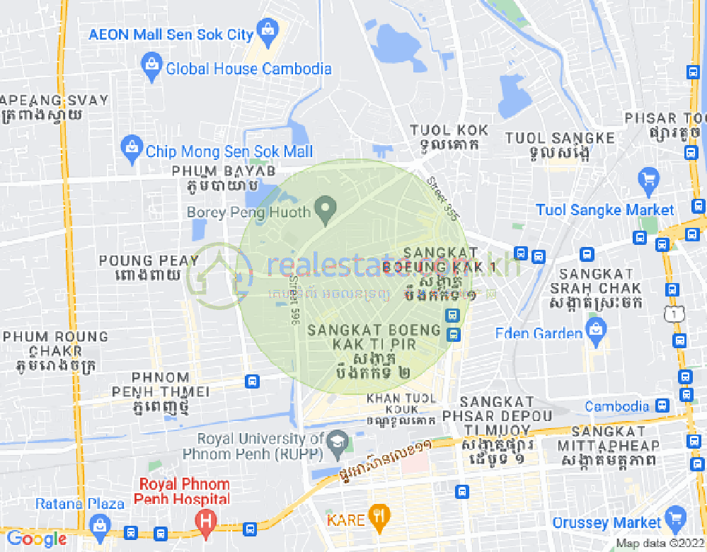 Map of Boeung Kak 2, Toul Kork, Phnom Penh