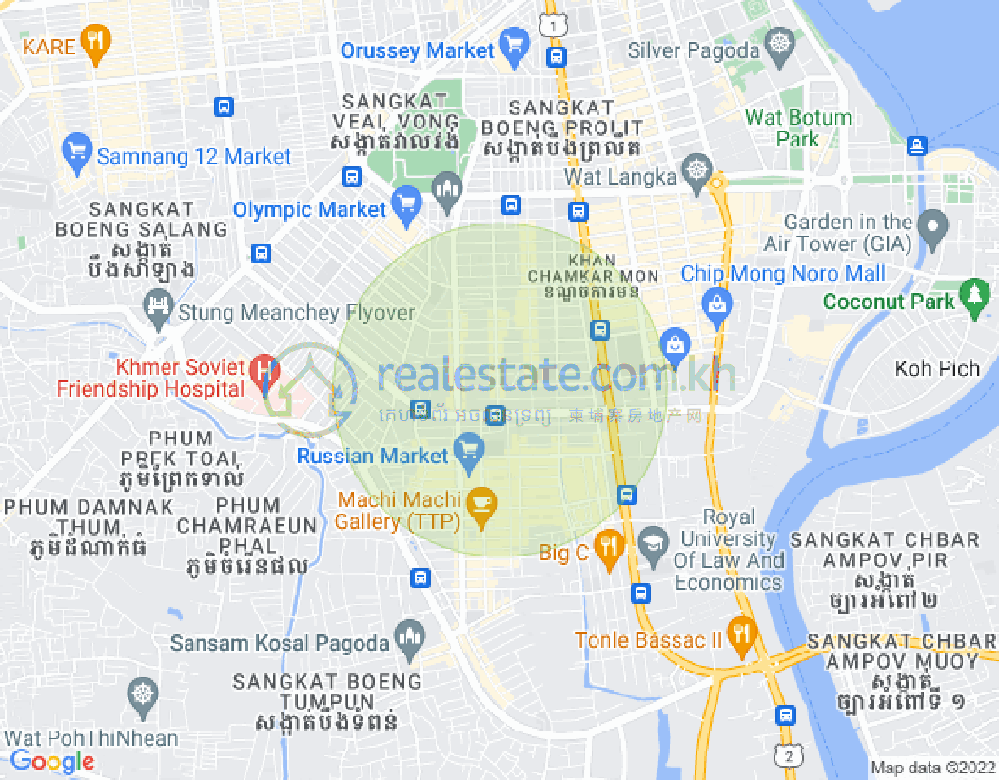 Mapa: BKK 1, Boeng Keng Kang, Phnom Penh