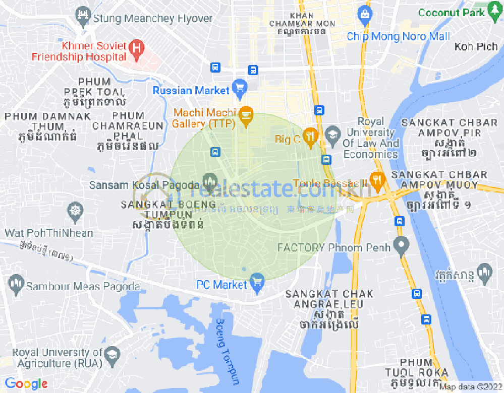 Boeung Tumpun分区, 棉芷区, 金边地图