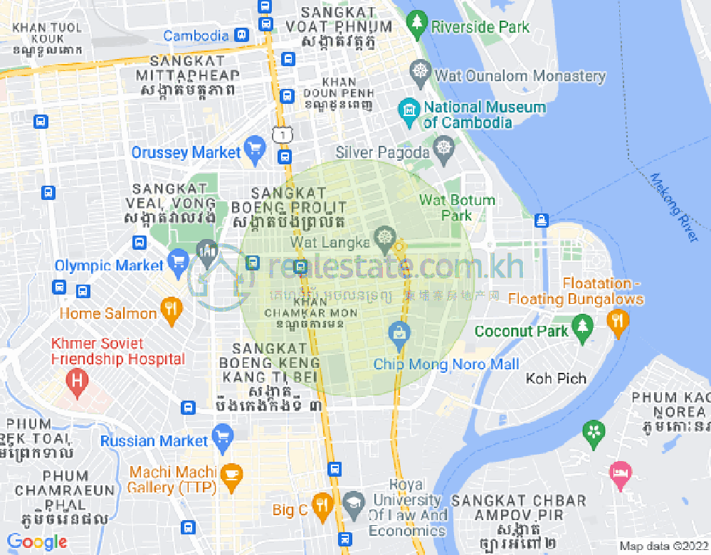 Mapa: BKK 1, Boeng Keng Kang, Phnom Penh
