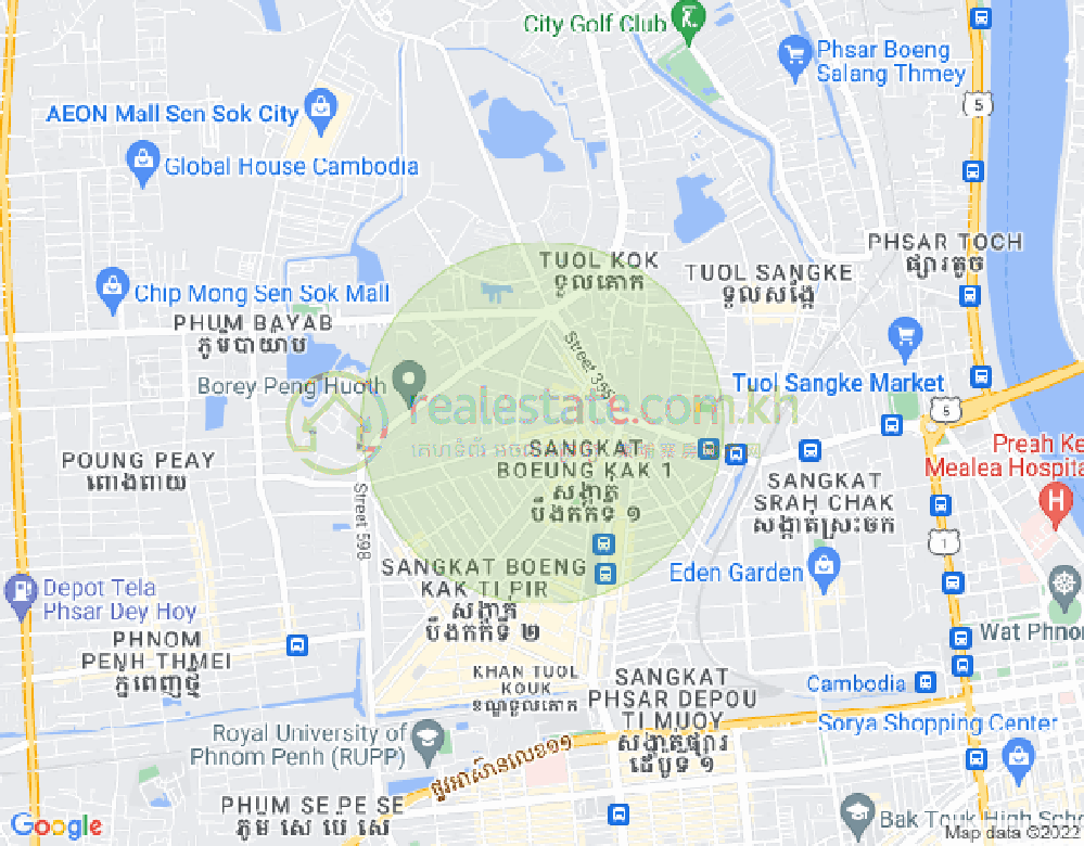 ブン・カック1, トゥールコーク, プノンペンの地図