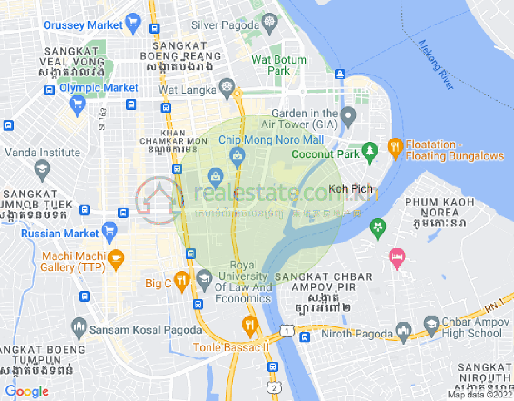 Carte de Tonle Bassac, Chamkarmon, Phnom Penh