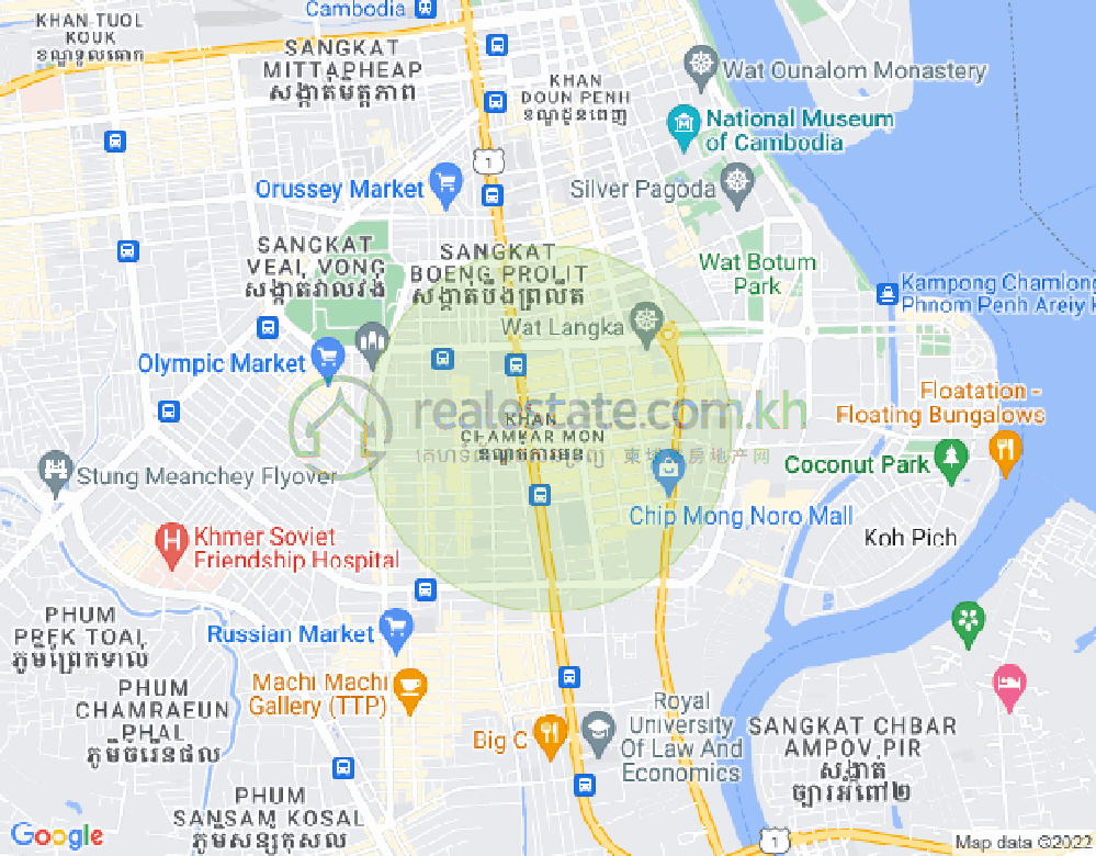 Mapa: BKK 1, Boeng Keng Kang, Phnom Penh