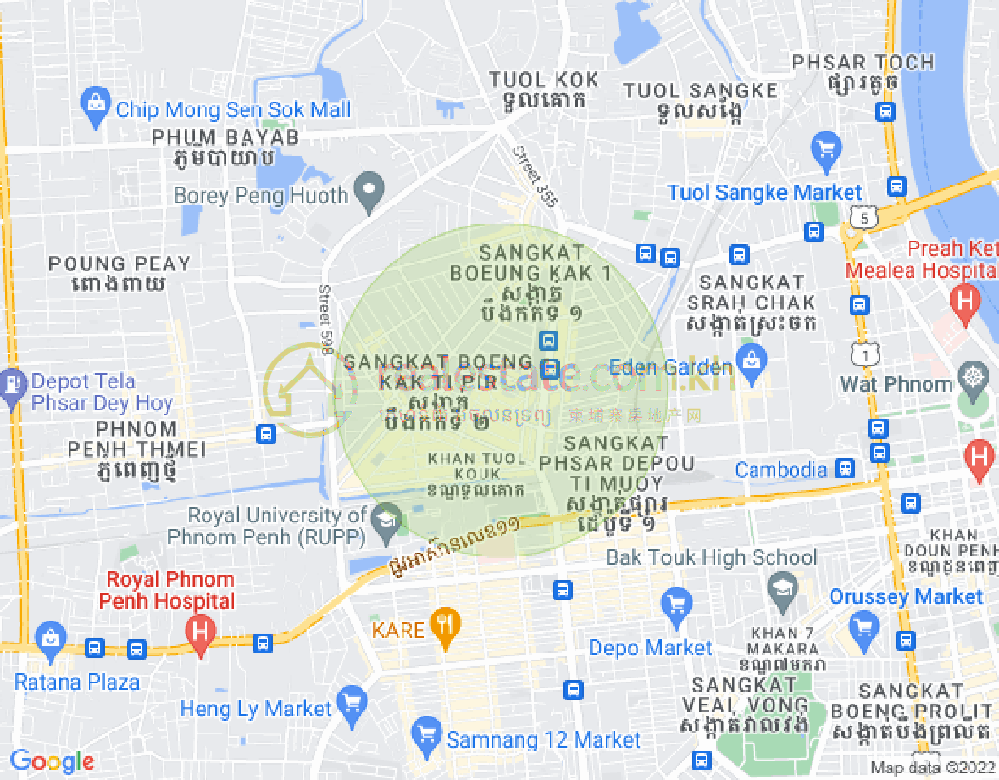 Mapa: Boeung Kak 2, Toul Kork, Phnom Penh