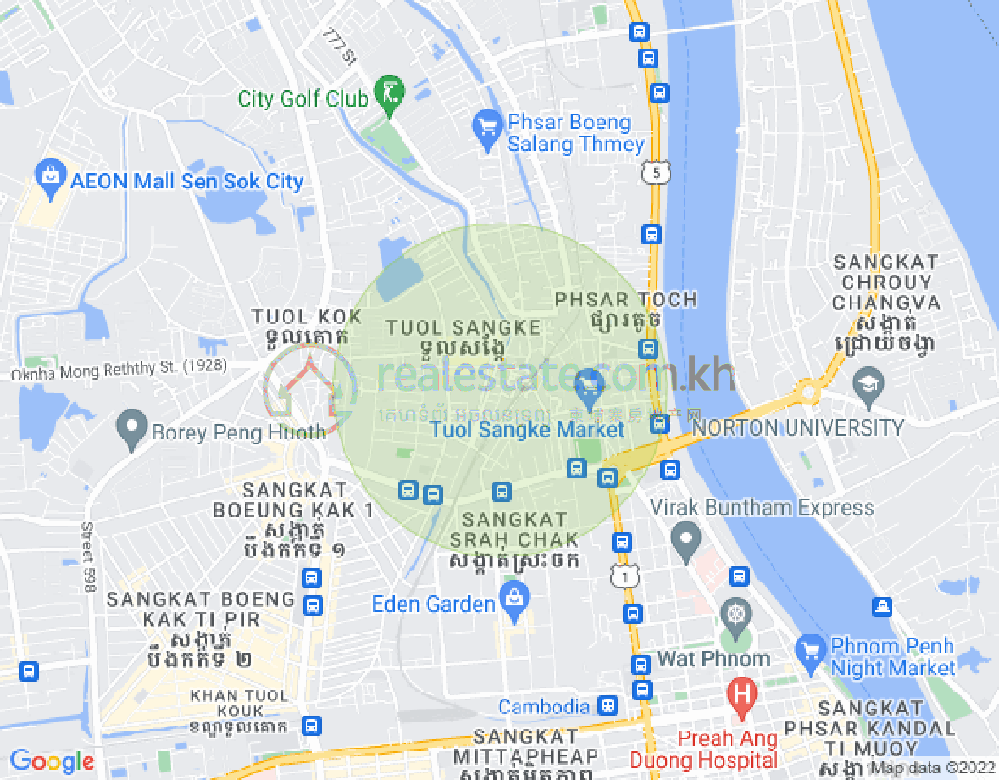 吐尔桑开1, 雷西郊区, 金边地图