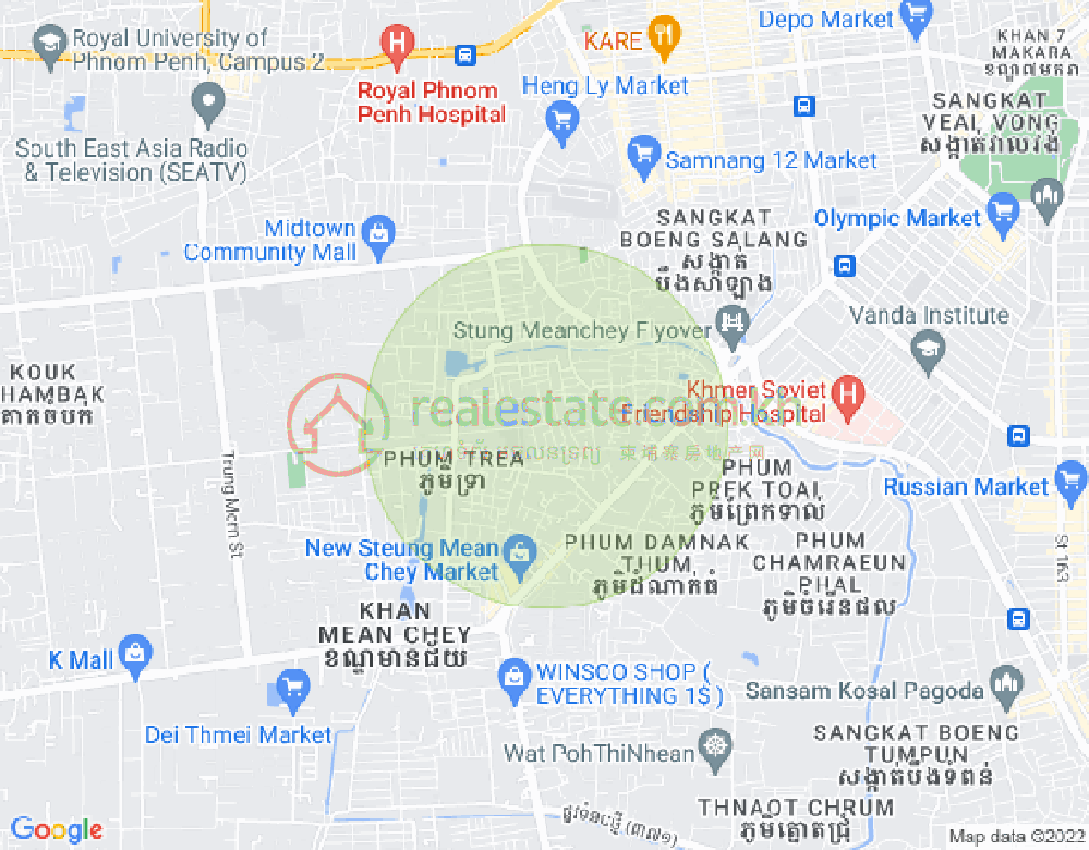 Stueng Mean chey 1镇, 棉芷区, 金边地图