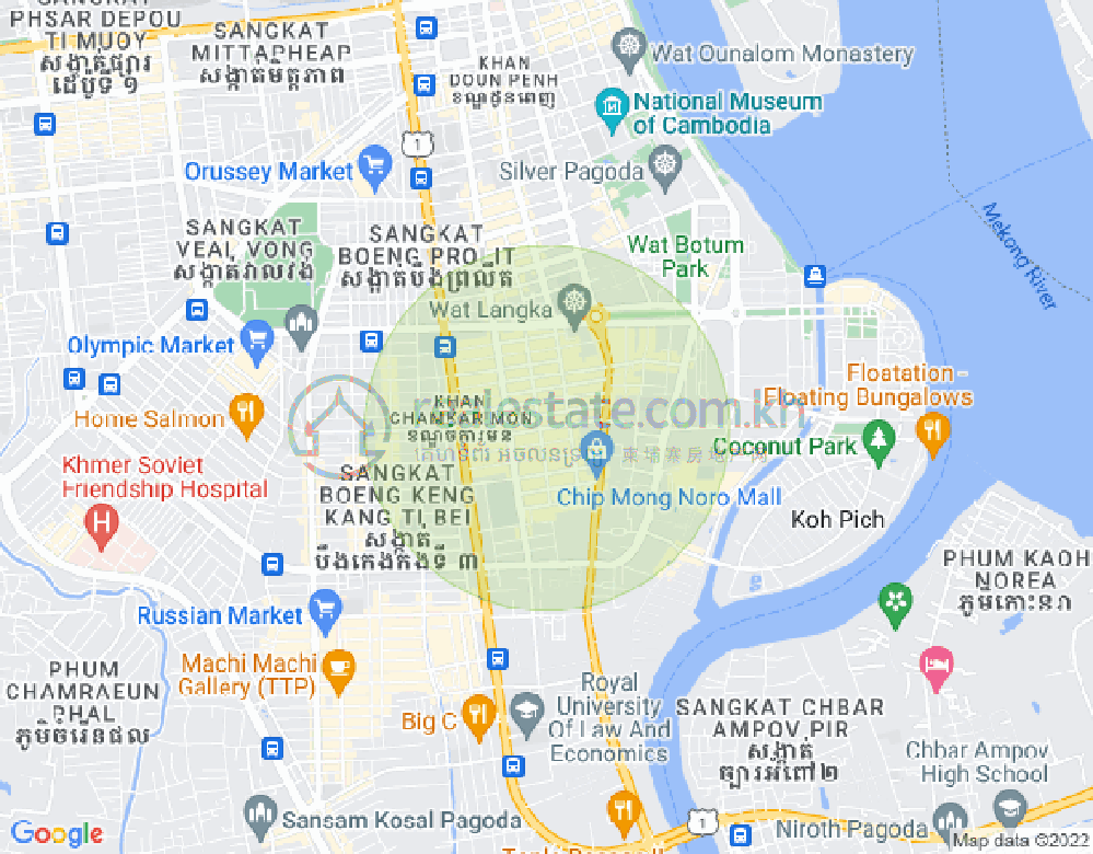万景岗1分区（BKK1), 波哥堪, 金边地图