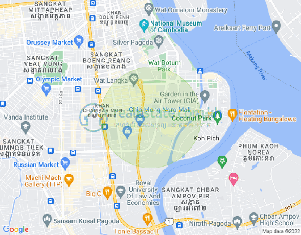 ផែនទី ទន្លេបាសាក់, ចំការមន, ភ្នំពេញ