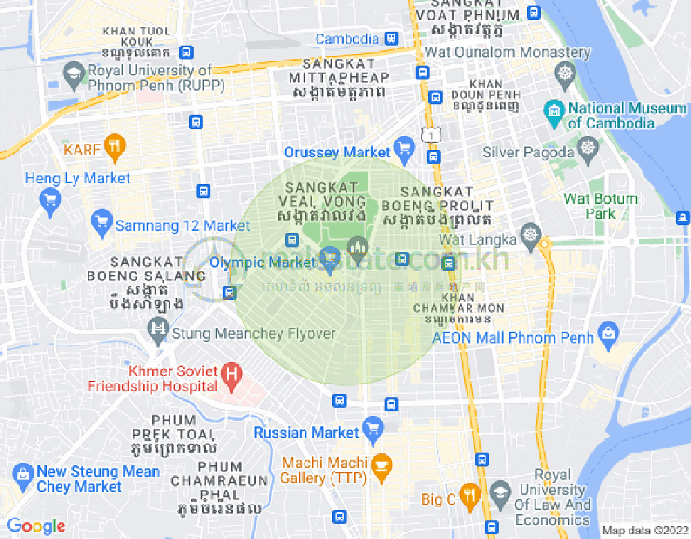 Mapa: Olimpijski, Boeng Keng Kang, Phnom Penh
