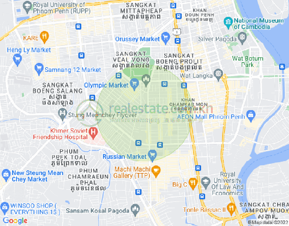 トゥールスヴァイプレイ1, ボンケンコン, プノンペンの地図