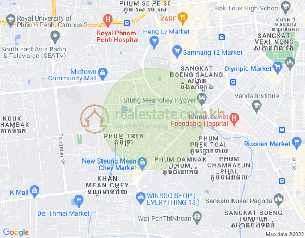 Stueng Mean chey 1镇, 棉芷区, 金边地图