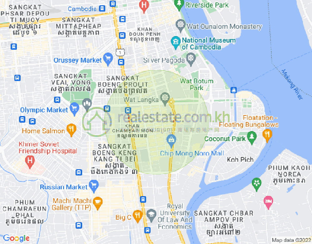 万景岗1分区（BKK1), 波哥堪, 金边地图