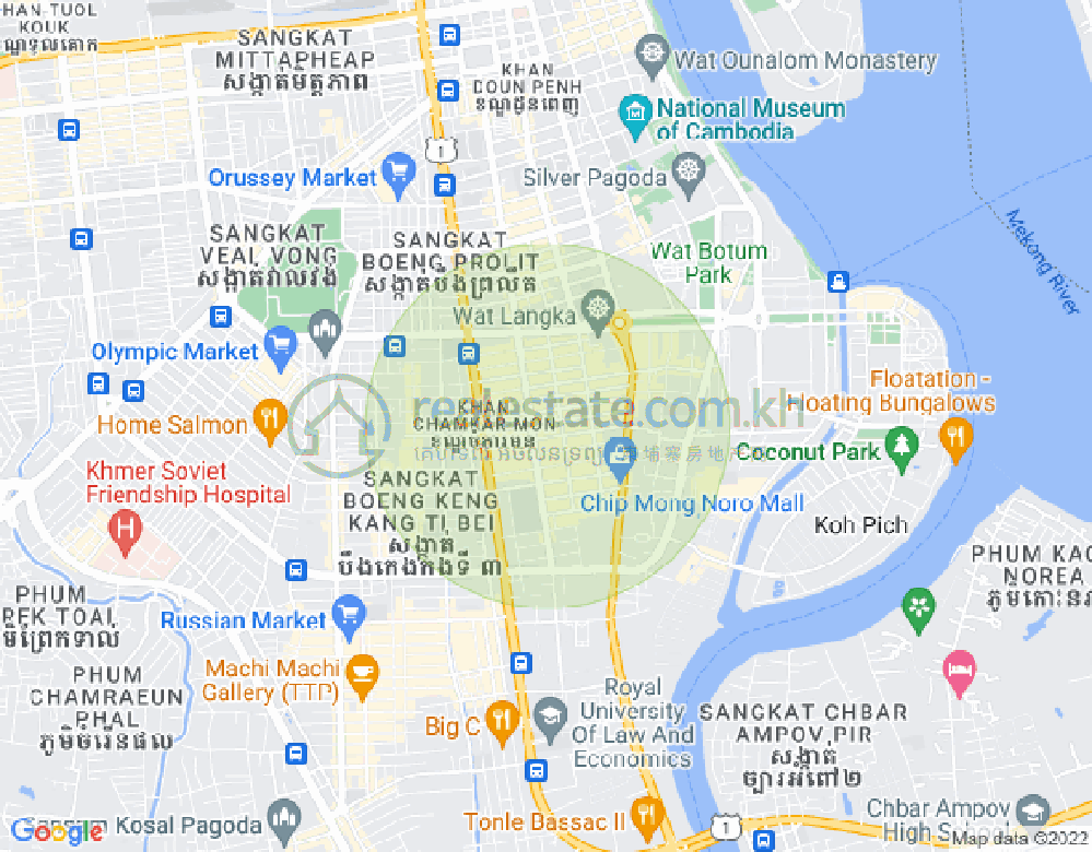 Mapa: BKK 1, Boeng Keng Kang, Phnom Penh