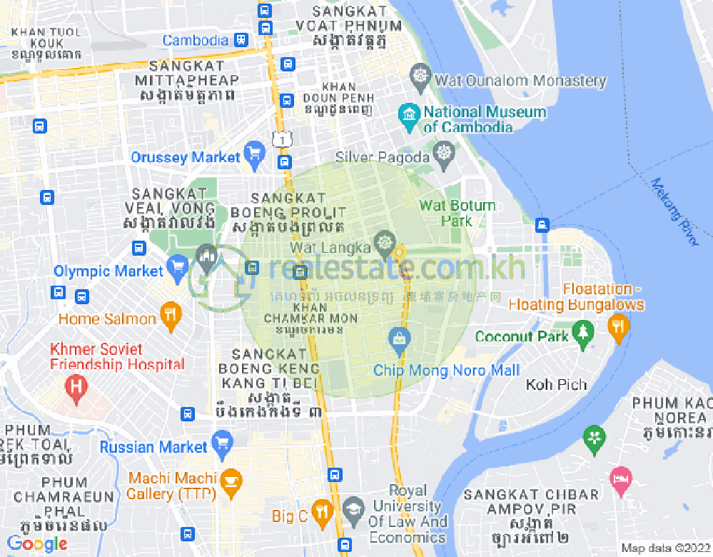 万景岗1分区（BKK1), 波哥堪, 金边地图